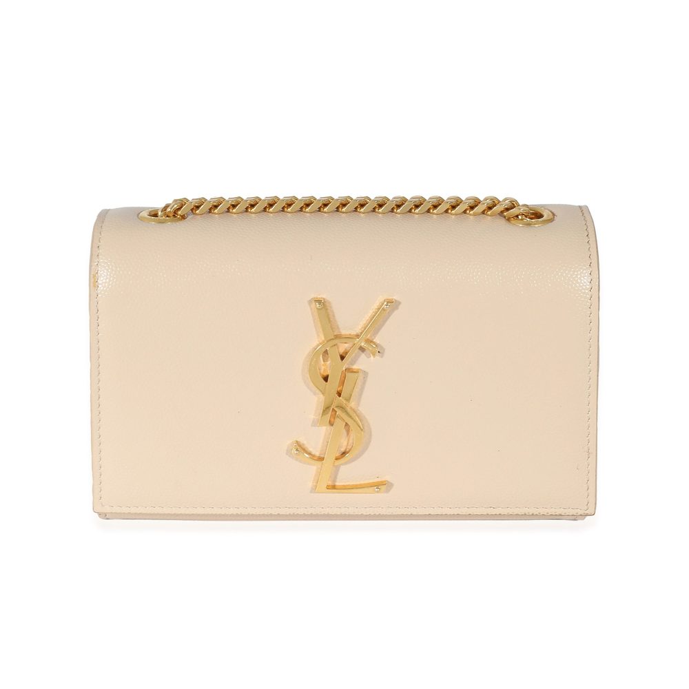 Saint Laurent Beige Grain De Poudre Small Kate Chain Bag